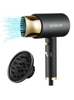 Sunhome 1800W Blow Dryer With Diffuser, Professional Hair Dryer Constant Temperature Hair Care For Light And Quiet Black  - Image 1