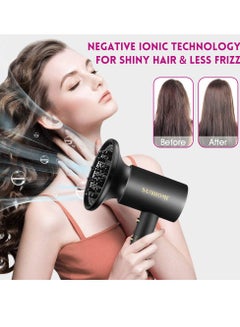 Sunhome 1800W Blow Dryer With Diffuser, Professional Hair Dryer Constant Temperature Hair Care For Light And Quiet Black  - Image 3