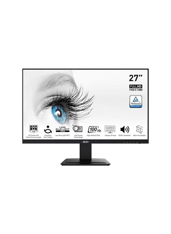 MSI - PRO MP273A 27" Professional Business Monitor, FHD 100Hz Anti Glare IPS Display, 1ms MPRT Response Time, 2x 3W Speakers, Adaptive Sync, Display Kit Support, DP / HDMI / VGA, 9S6-3PB4CH-070 Black - Image 1