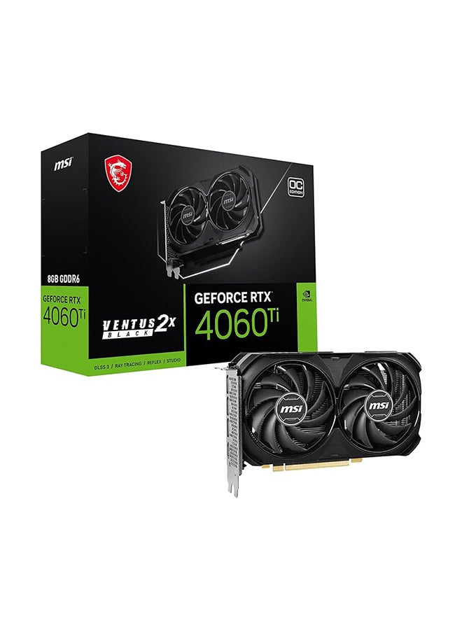 MSI - GeForce RTX 4060 Ti 8G VENTUS 2X BLACK E1 OC Graphics Card - 8GB GDDR6, 2535 MHz Boost Clock, Dual Fan Cooling, Ray Tracing and AI-Enhanced Gaming, PCI Express 4.0, 2x DisplayPort 1.4a, 1x HDMI 2.1, Custom Thermal Design | 912-V512-005 - Image 1