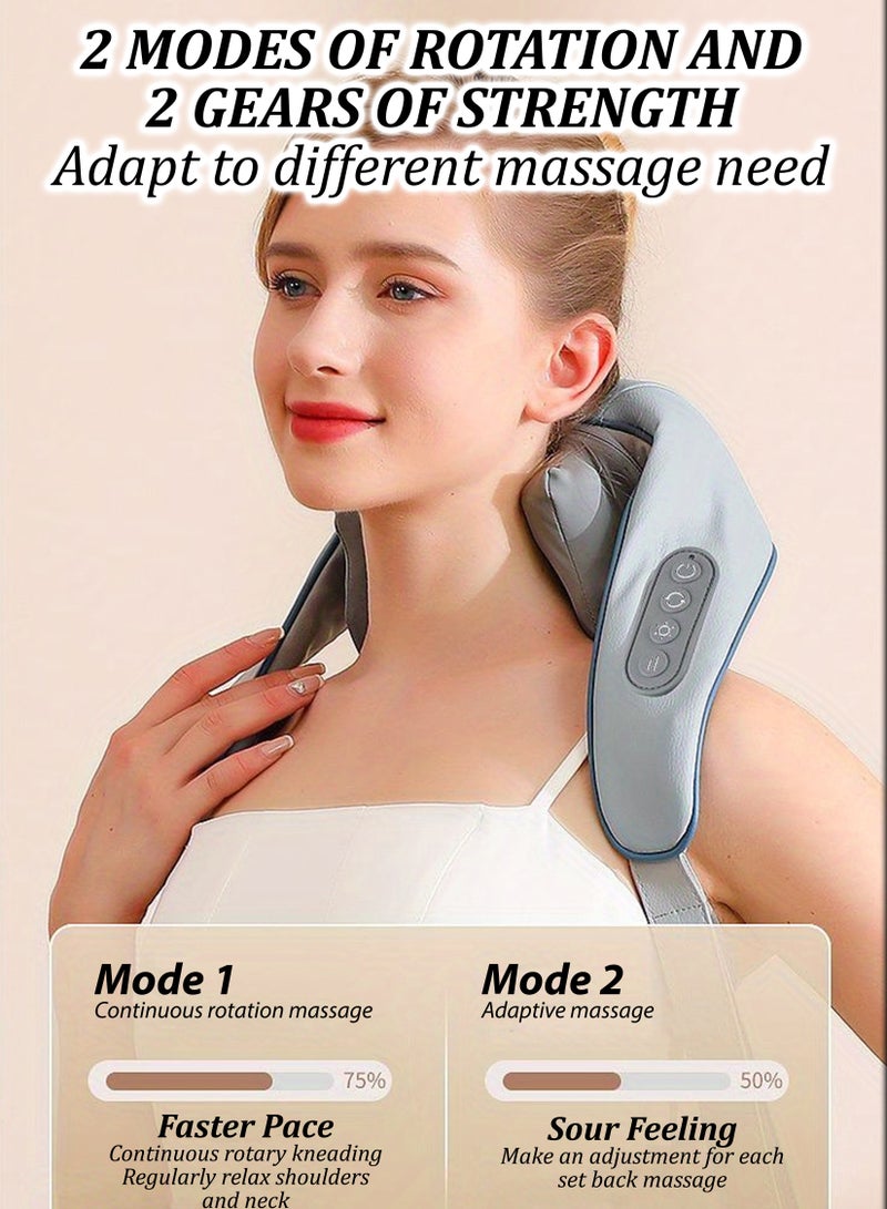 Portable Electric Shoulder Neck Massager Shiatsu With Heat Relieve Tension Target Acupoints Massage 6D Extra Large Massage Head Ideal For Pain Relief Muscle Relaxation Stress Rechargeable With Type c - pnsku/N70025084V/45/_/1700451060/3912407d-d743-4279-aae4-aa20d3a8ac2d