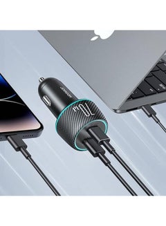 JOYROOM JR-CCN02 70W Dual PD Multi-Color Car Charger with Light Button- Black  - Image 5