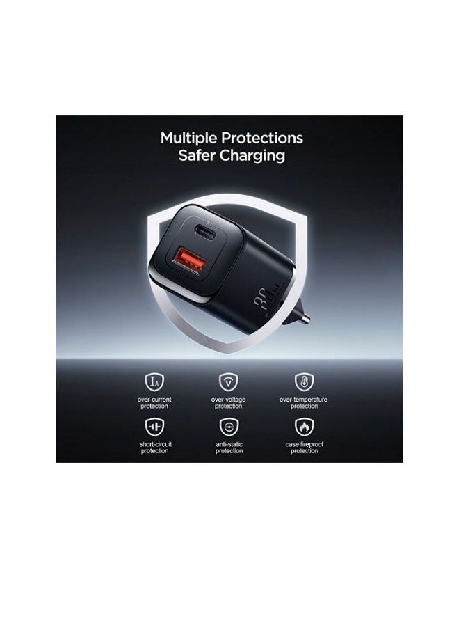 JOYROOM - JOYROOM JR-TCF08EU Speed Series PD 30W Dual-Port ( A + C ) Charger - Black - Image 1