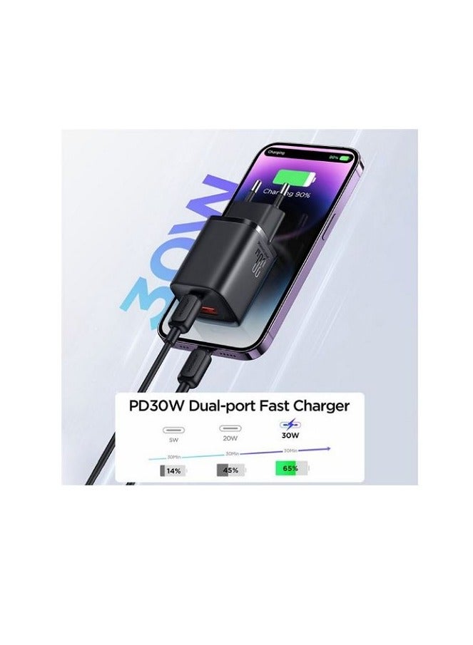 JOYROOM - JOYROOM JR-TCF08EU Speed Series PD 30W Dual-Port ( A + C ) Charger - Black - Image 1