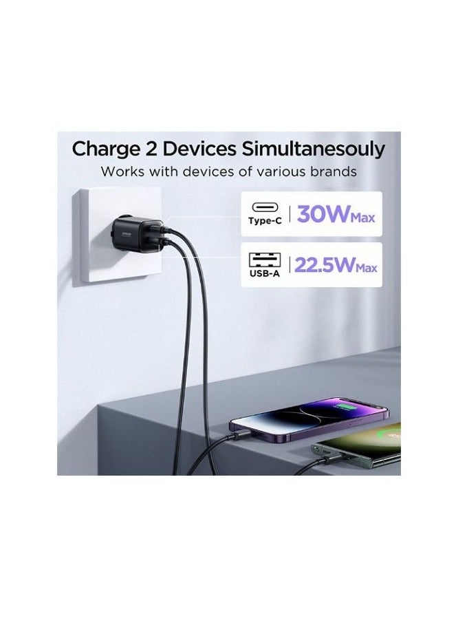 JOYROOM - JOYROOM JR-TCF08EU Speed Series PD 30W Dual-Port ( A + C ) Charger - Black - Image 1