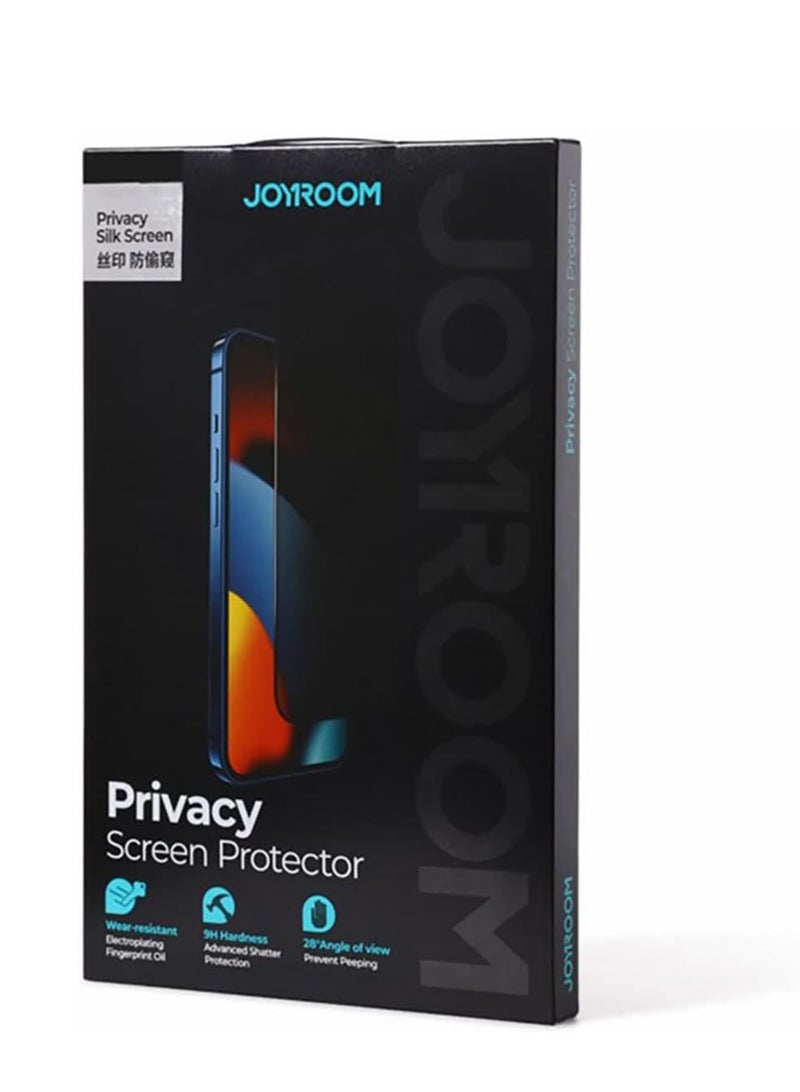 جوي روم - واقي شاشة من الزجاج المقسى Joyroom JR-P01 (شاشة كاملة 2.5D مع حافة سوداء) لجهاز iP 14 6.1 بوصة (الخصوصية) - Image 1