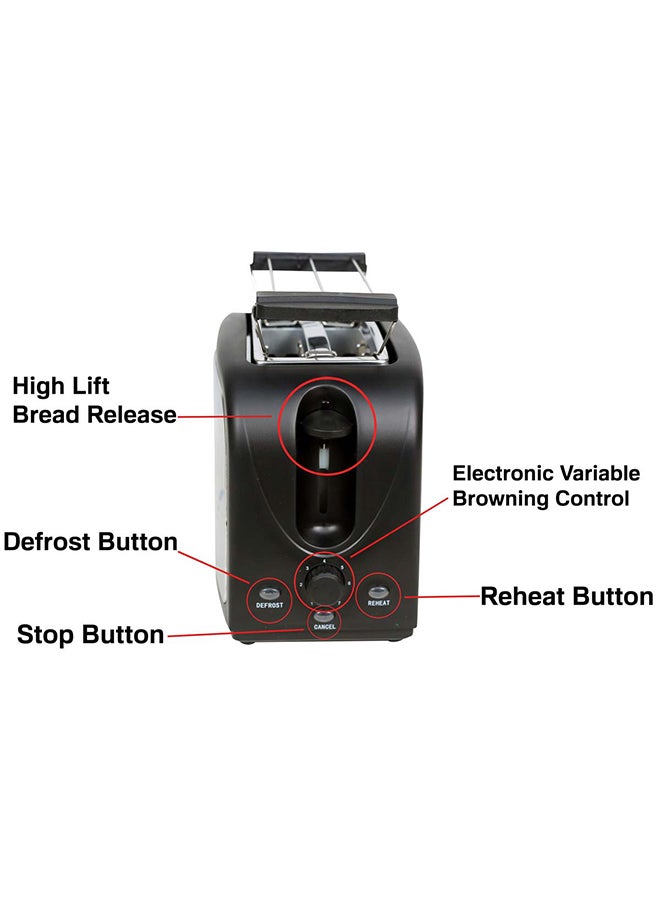 Techno Best - 2 Slice Electric Toaster Stainless Steel Body, Efficient Breakfast Toasting 750 W BET-01S Silver - Image 1
