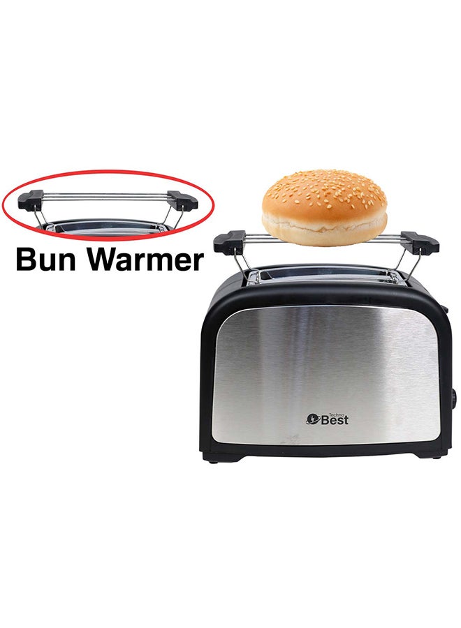 Techno Best - 2 Slice Electric Toaster Stainless Steel Body, Efficient Breakfast Toasting 750 W BET-01S Silver - Image 1