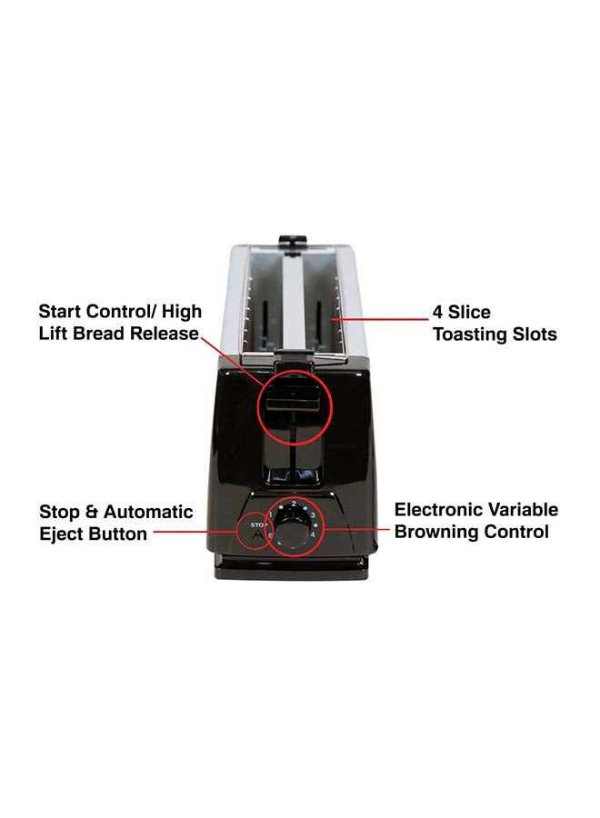 Techno Best - 4 Slices Bread Toaster 1300 W BET-02S Silver/Black - Image 1