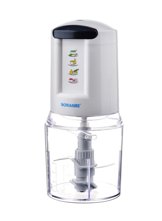 سوناشي مفرمة مطبخ مع وعاء كمبيوتر غير قابل للكسر | مفرمة مزدوجة من الفولاذ المقاوم للصدأ بسرعتين | نظام قفل الأمان والحماية من الحرارة الزائدة | التقطيع والتقطيع والفرم 500 مل 300 واط SMC-22 أبيض - Image 3