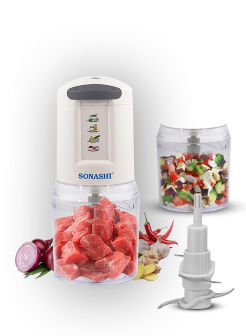 300W Multi-Functional Food Chopper / Meat Mincer with 500 ML Unbreakable Jar| Double Stainless Steel Blades| 2 Speed Setting | Overheat Protection and Safety Lock System | Chopping, Dicing & Mincing | SMC-22 White 500 ml 300 W SMC-22 White