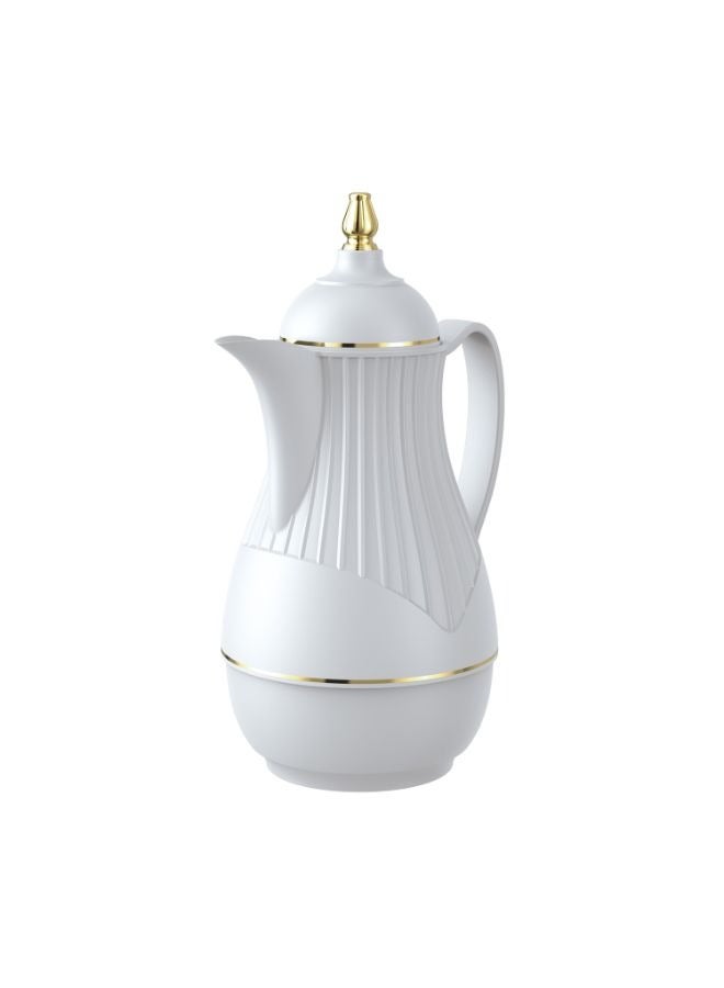 Royalford Royalford Hadi 1 L Vacuum Flask- RF11228| Glass Vacuum Flask with Glass Inner| Keeps Your Drinks Hot or Cold, Asbestos-Free and Hygienic| Leak-Proof and Portable Design| Suitable for Indoor and Outdoor Use White  - Image 1