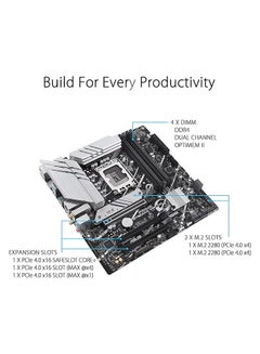 أسوس اللوحة الأم PRIME B760M-A WIFI D4 LGA1700 mATX، مجموعة شرائح Intel B760، 4x DDR4 DIMM، ذاكرة تصل إلى 128 جيجابايت كحد أقصى، Wi-Fi 6 / 2.5Gb ETH / BT v5.2، PCIe 4.0، USB 3.2 Type-C، 2*M .2 HDMI/DP | 90MB1CX0-M0EAY0 أسود  - Image 3