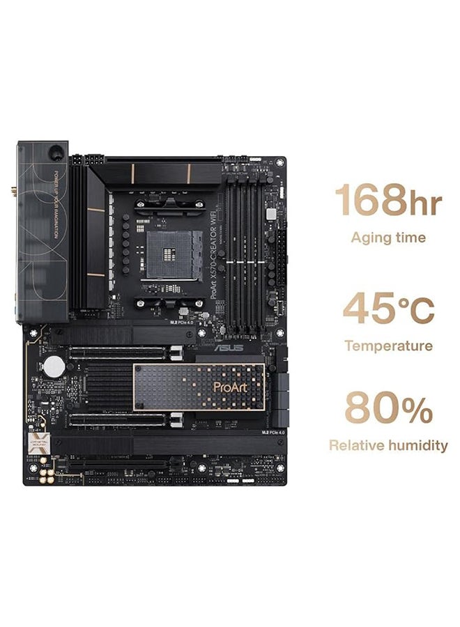 أسوس ProArt X570-Creator WiFi AMD X570S Ryzen AM4 ATX اللوحة الأم لإنشاء المحتوى (PCIe 4.0، تبريد PCH السلبي، 2xThunderbolt 4 منافذ من النوع C، 10 جيجا بايت و2.5 جيجا بايت LAN، WiFi 6E، 3X M.2 فتحات، مركز المبدع)  - Image 2
