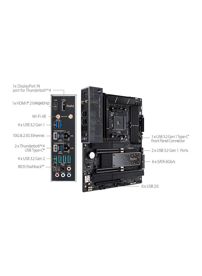 أسوس ProArt X570-Creator WiFi AMD X570S Ryzen AM4 ATX اللوحة الأم لإنشاء المحتوى (PCIe 4.0، تبريد PCH السلبي، 2xThunderbolt 4 منافذ من النوع C، 10 جيجا بايت و2.5 جيجا بايت LAN، WiFi 6E، 3X M.2 فتحات، مركز المبدع)  - Image 5