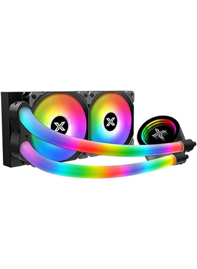 زيجماتيك مبرد سائل لوحدة المعالجة المركزية Neon Aqua 240 AIO (رأس مضخة LED ARGB وأنبوب، ومروحتان X22A ومجموعة تحكم في مروحة Galaxy II)  - Image 1