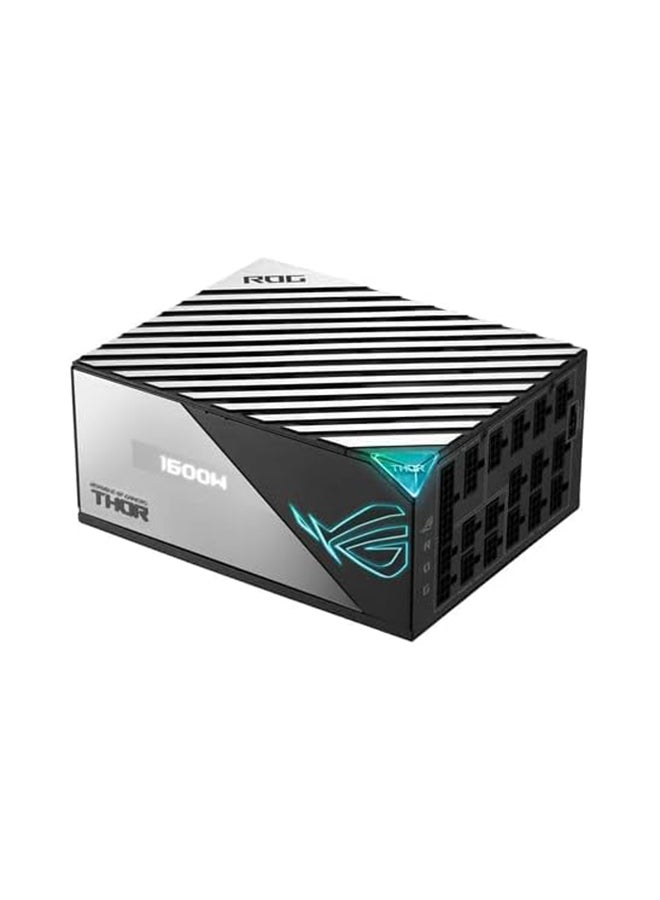 ASUS - Rog Thor 1600W ATX Power Supply Unit, With Aura Sync & OLED Display, 1600W Power, 80 Plus Titanium Certification, 135mm PWM Fan, 0dB Cooling, Modular | 90YE00K0-B0NA00 Black - Image 1