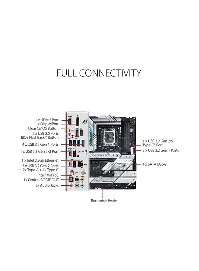ASUS ROG Strix Z790-A Gaming WiFi D4 LGA1700(Intel®13th&12th Gen) ATX Gaming Motherboard(16+1 Power Stages,DDR4,4xM.2 Slots, PCIe® 5.0,WiFi 6E,USB 3.2 Gen 2x2 Type-C® with PD 3.0 up to 30W)  - Image 5
