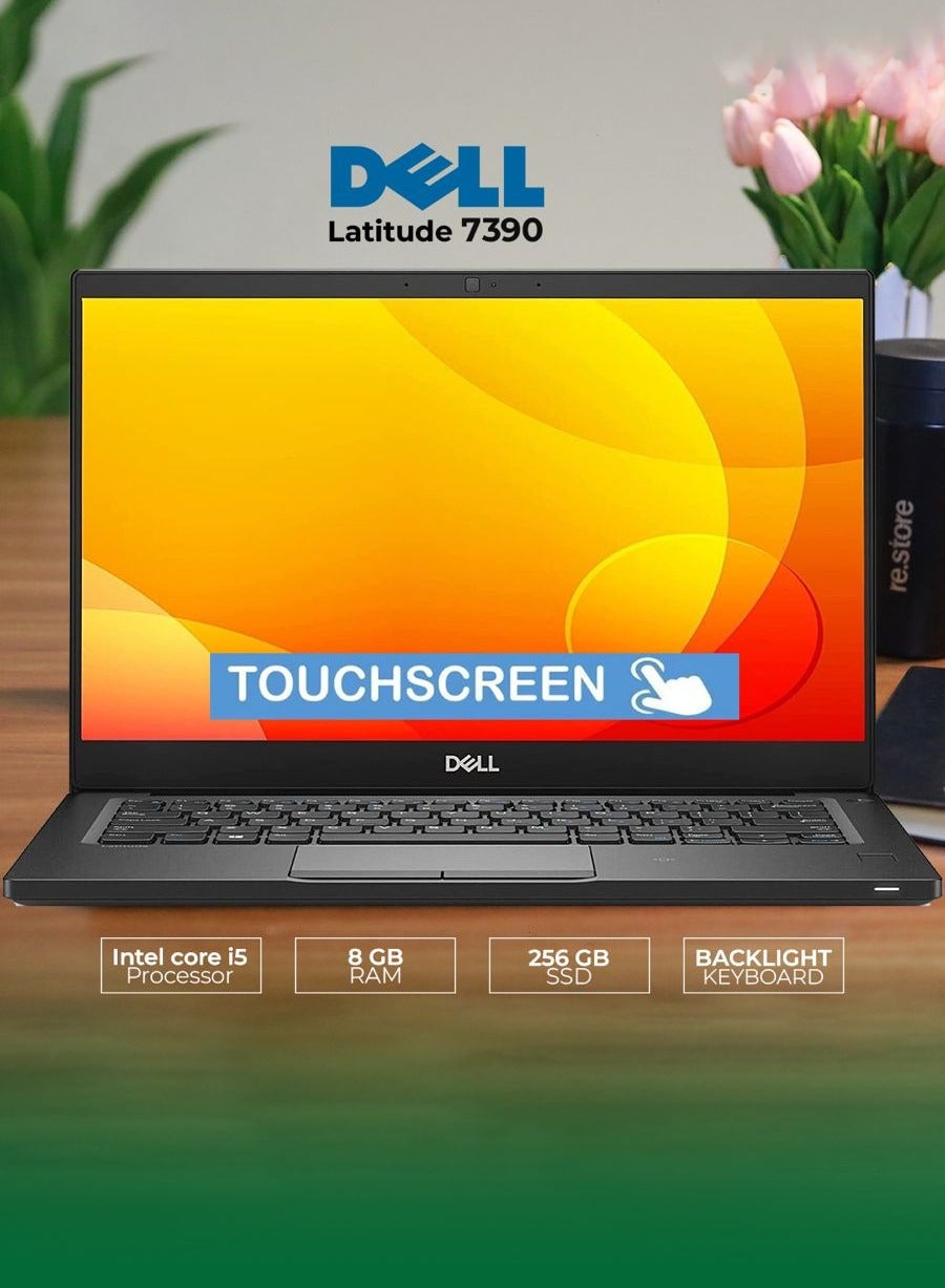 Latitude 7390 Laptop, 13.3-Inch FHD Touch Display, Intel Core i5-8350U Upto 3.6GHz, 8GB RAM, 256GB SSD, Display Port via USB-C, HDMI, Qualcomm WWAN, Wi-Fi, Bluetooth, Windows 10 Pro English Black