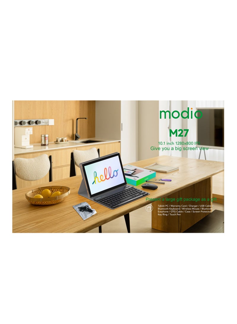 M27 Smart Android Kids Tablet 10.1-Inch Display Dual SIM Gold 8GB RAM 256GB 5G Wi-Fi - International Version With Zoom & Tik tok Supported And Bluetooth Keyboard