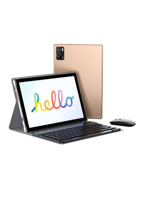 M27 Smart Android Kids Tablet 10.1-Inch Display Dual SIM Gold 8GB RAM 256GB 5G Wi-Fi - International Version With Zoom & Tik tok Supported And Bluetooth Keyboard