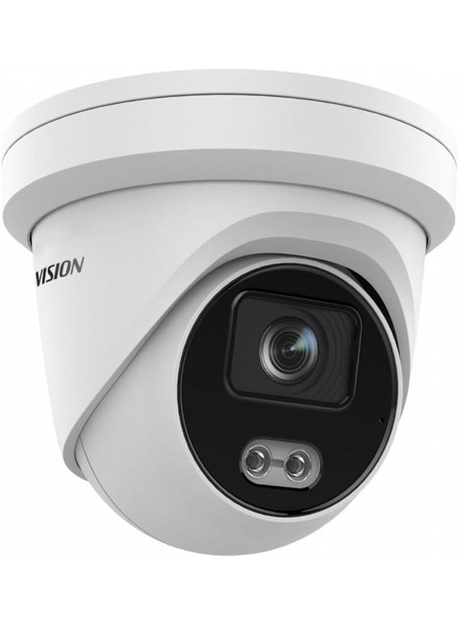 HIKVISION - DS-2CD2347G2-LU 4MP IP 247 Full Color 2.8mm PoE Turret Dome Camera Outdoor IP67 IK10 H.265+ Built in Mic English Version Human Detection, Compatible with Hikvision NVR White - Image 1