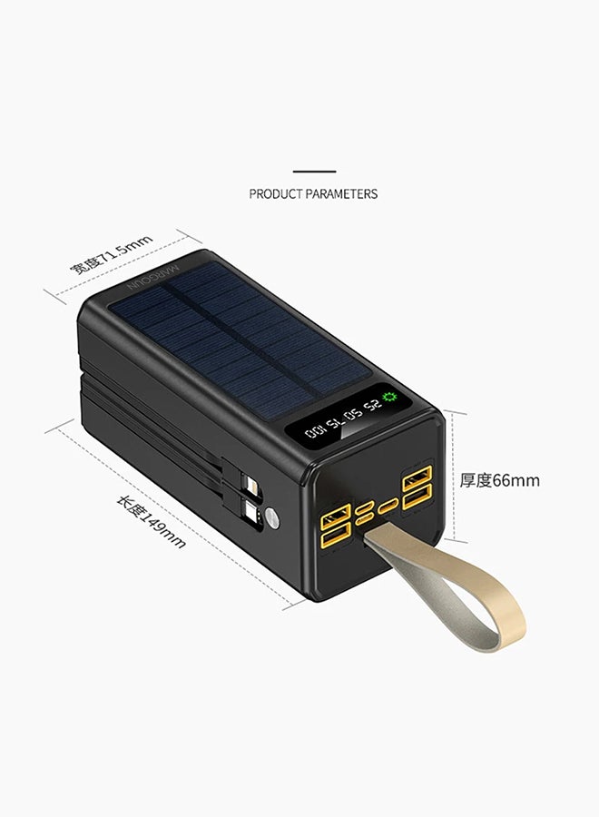 MARGOUN - 50000 mAh New Solar Power Bank Outdoor Portable Fast Charge External Battery 4 USB Port Phone Charger With LED Light Black - Image 1