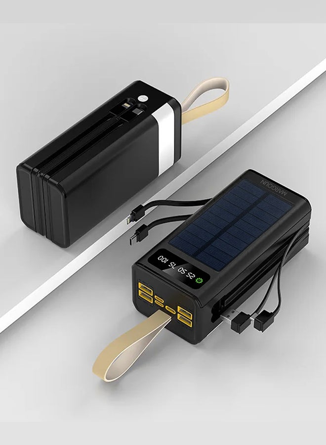 MARGOUN - 50000 mAh New Solar Power Bank Outdoor Portable Fast Charge External Battery 4 USB Port Phone Charger With LED Light Black - Image 1
