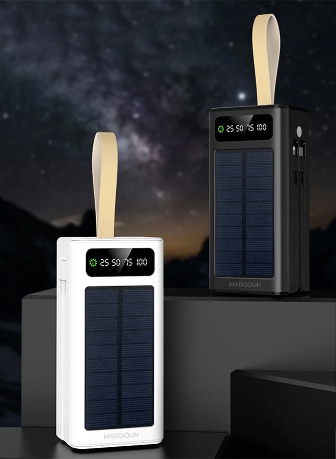 MARGOUN - 30000 mAh New Solar Power Bank Outdoor Portable Fast Charge External Battery 4 USB Port Phone Charger With LED Light Black - Image 1