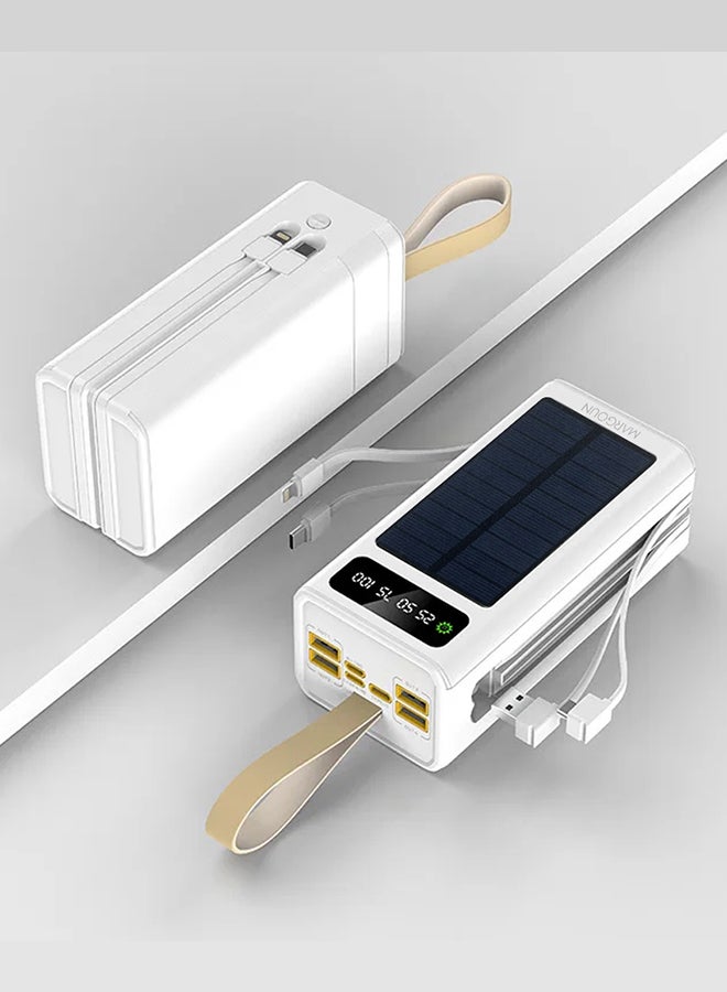 MARGOUN 50000 mAh New Solar Power Bank Outdoor Portable Fast Charge External Battery 4 USB Port Phone Charger With LED Light White  - Image 5