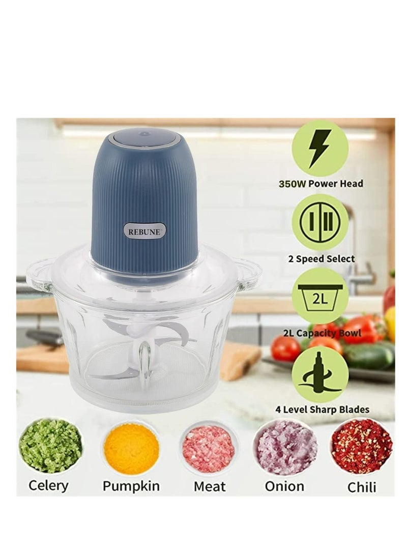 ريبون فرامة خضروات  بحوض زجاج 2 L 350 W RE-2-101BL  - Image 2
