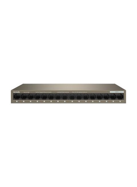 16-Port Gigabit Ethernet Switch, 6 kV Lightning Protection, 32Gbps Capacity, 2Mb Buffer, Mini Steel Shell, One Key VLAN, <12W Power Consumption | TEG1016M Brown