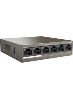 Tenda PoE Switch 6-Port 10/100Mbps (4 PoE+ & 2 Uplink Ports, 58 W for all PoE Ports, QoS, 250m Transmission Distance, 802.3at/af, Desktop/Wall Mounting, Metal Case, Plug and Play) (TEF1106P-4-63W) Brown  - Image 2