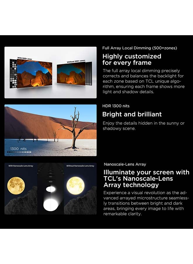 TCL - 98 Inch TV 4K QD-Mini LED Smart Google TV Game Master 2.0 Dolby Vision IQ-Atmos HDR 1600 Nits Peak IMAX Enhanced 144HZ VRR - (2023 Model) 98C755 Black 98C755 Black - Image 1