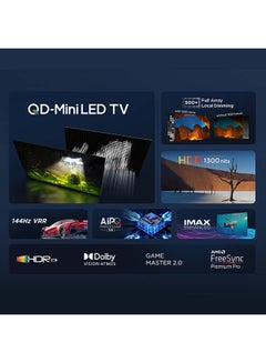 تلفزيون 98 بوصة 4K QD-Mini LED Smart Google TV Game Master 2.0 Dolby Vision IQ-Atmos HDR 1600 Nits Peak IMAX المحسن 144HZ VRR - (موديل 2023) - pnsku/N70025571V/45/_/1733838401/a9cb2c73-e97f-4297-b3d5-4b787b75828a