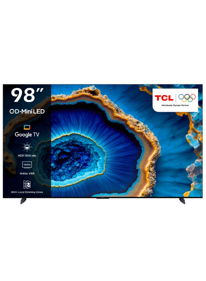 TCL - 98 Inch TV 4K QD-Mini LED Smart Google TV Game Master 2.0 Dolby Vision IQ-Atmos HDR 1600 Nits Peak IMAX Enhanced 144HZ VRR - (2023 Model) 98C755 Black 98C755 Black - Image 1