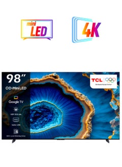 TCL 98 Inch TV 4K QD-Mini LED Smart Google TV Game Master 2.0 Dolby Vision IQ-Atmos HDR 1600 Nits Peak IMAX Enhanced 144HZ VRR - (2023 Model) 98C755 Black 98C755 Black  - Image 1