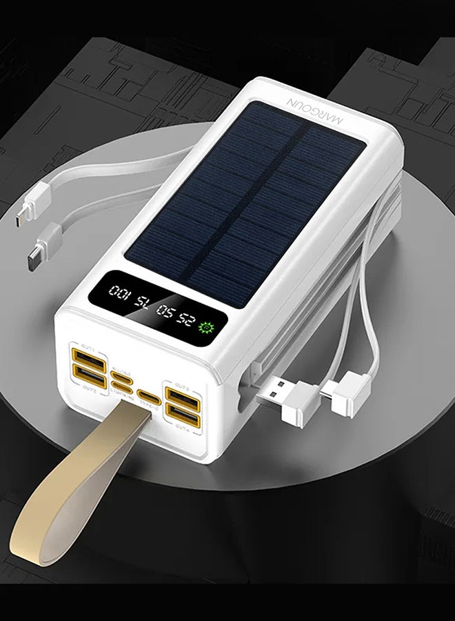 MARGOUN 30000 mAh New Solar Power Bank Outdoor Portable Fast Charge External Battery 4 USB Port Phone Charger With LED Light White  - Image 3