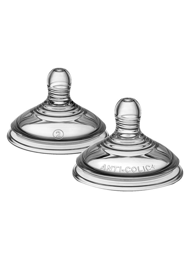 tommee tippee Tommee Tippee Advanced Anti-Colic Baby Bottle Teats, Breast-Like, Soft Silicone, Medium Flow, 3m+, Pack of 2  - Image 1
