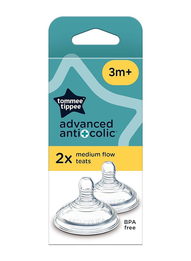 tommee tippee Tommee Tippee Advanced Anti-Colic Baby Bottle Teats, Breast-Like, Soft Silicone, Medium Flow, 3m+, Pack of 2  - Image 2