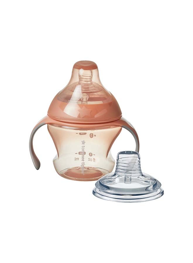 tommee tippee - Tommee Tippee Transition Cup, Breast-Like Teat and Soft Silicone Spout, Removable Easy-Grip Handles, Leakproof Lid, 150ml, 4-7m+, Colours Vary - Image 1
