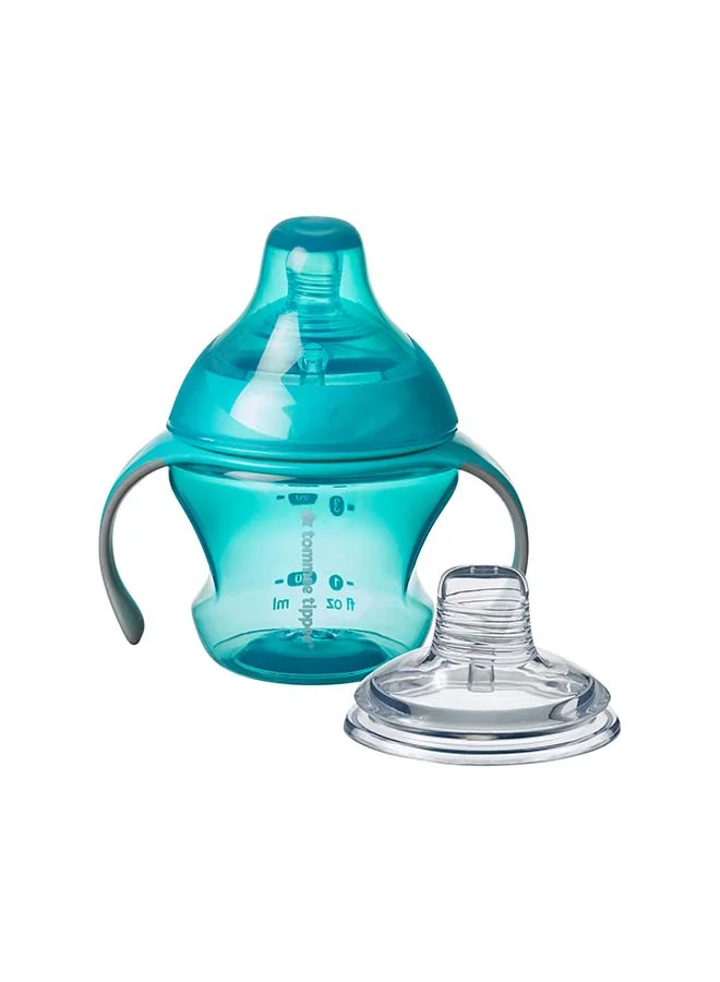 tommee tippee Tommee Tippee Transition Cup, Breast-Like Teat and Soft Silicone Spout, Removable Easy-Grip Handles, Leakproof Lid, 150ml, 4-7m+, Colours Vary