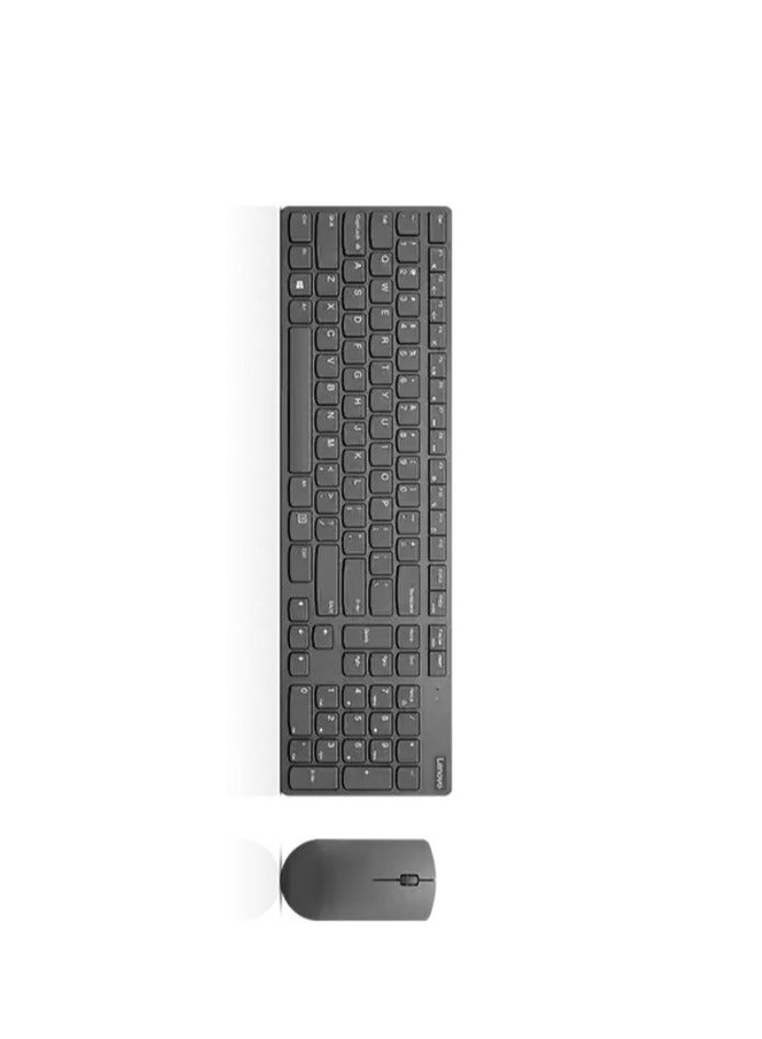 Professional Ultraslim Wireless Combo Keyboard And Mouse With Arabic Grey