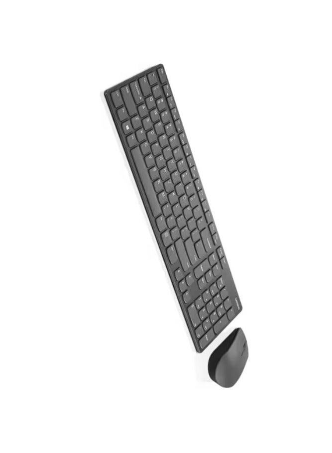 Professional Ultraslim Wireless Combo Keyboard And Mouse With Arabic Grey