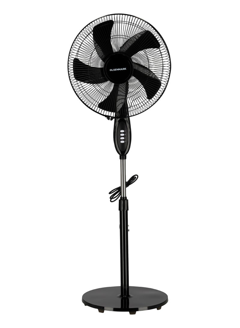 أولسنمارك Olsenmark Stand Fan OMF1854، مروحة بقاعدة 16 بوصة مع 5 شفرات أوراق، 3 مستويات للسرعة، محرك عالي الأداء، ضمان لمدة عامين  - Image 1