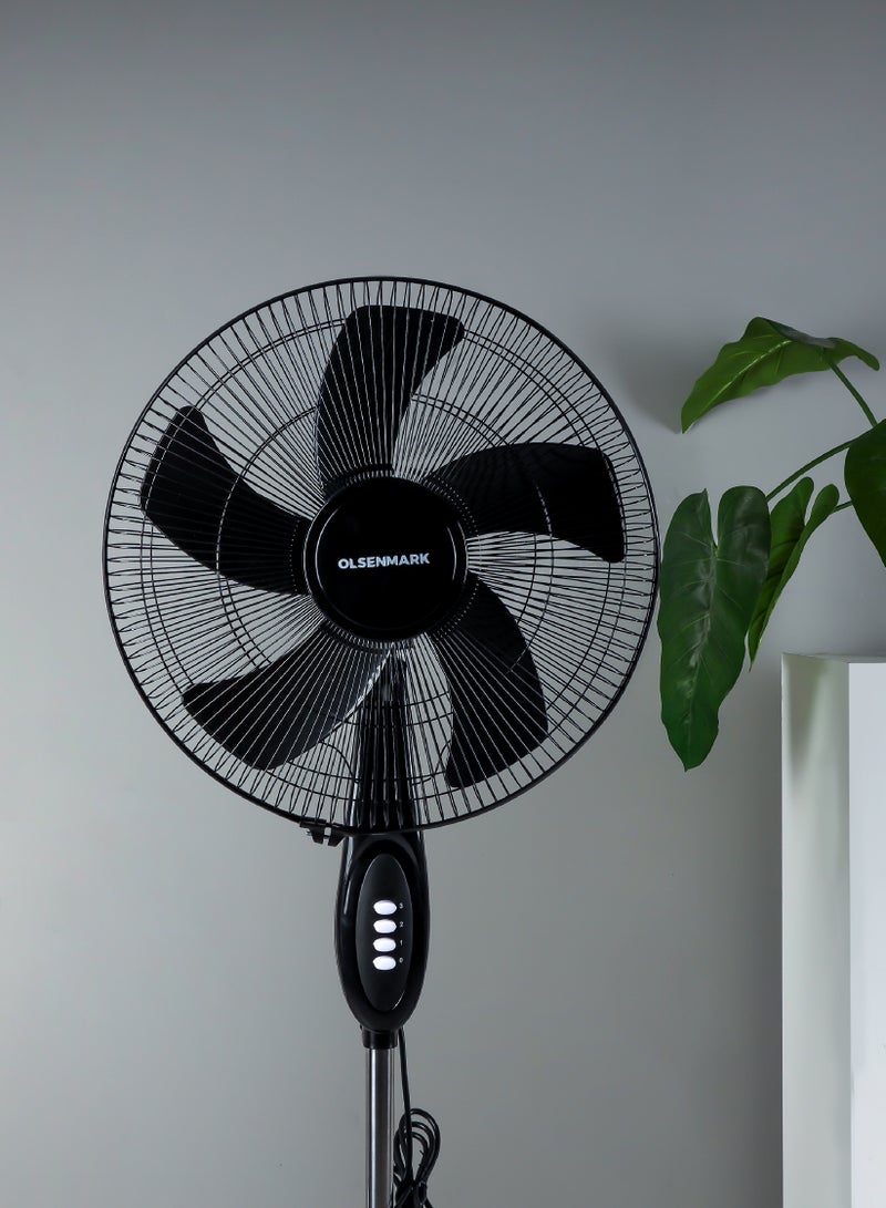 أولسنمارك Olsenmark Stand Fan OMF1854، مروحة بقاعدة 16 بوصة مع 5 شفرات أوراق، 3 مستويات للسرعة، محرك عالي الأداء، ضمان لمدة عامين  - Image 5