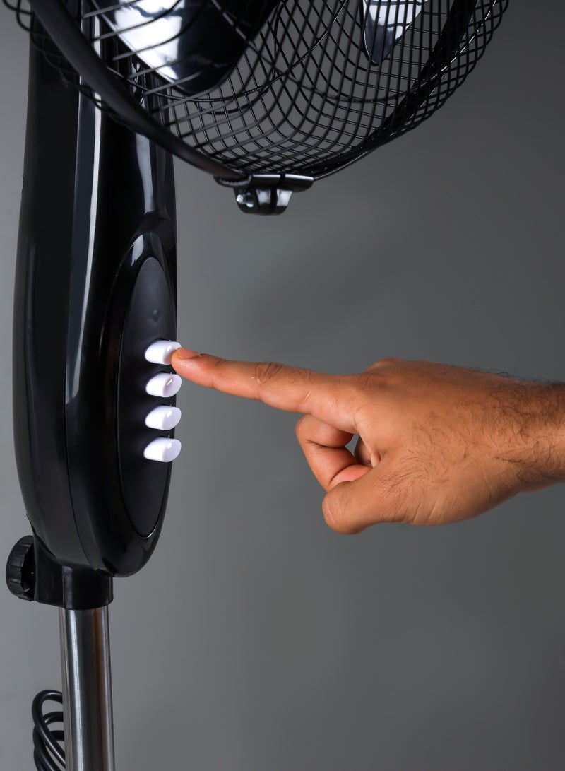 أولسنمارك Olsenmark Stand Fan OMF1854، مروحة بقاعدة 16 بوصة مع 5 شفرات أوراق، 3 مستويات للسرعة، محرك عالي الأداء، ضمان لمدة عامين  - Image 2