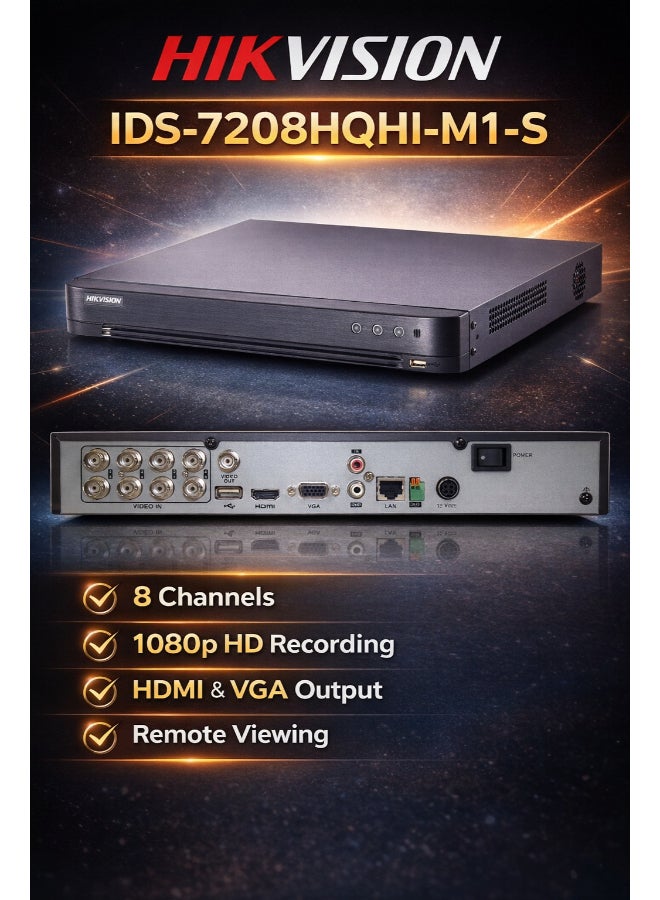 HIKVISION DS-7208HQHI-M1/S 8-Channel DVR, 1080P Resolution, H.265+ Compression, Turbo HD - Image 3