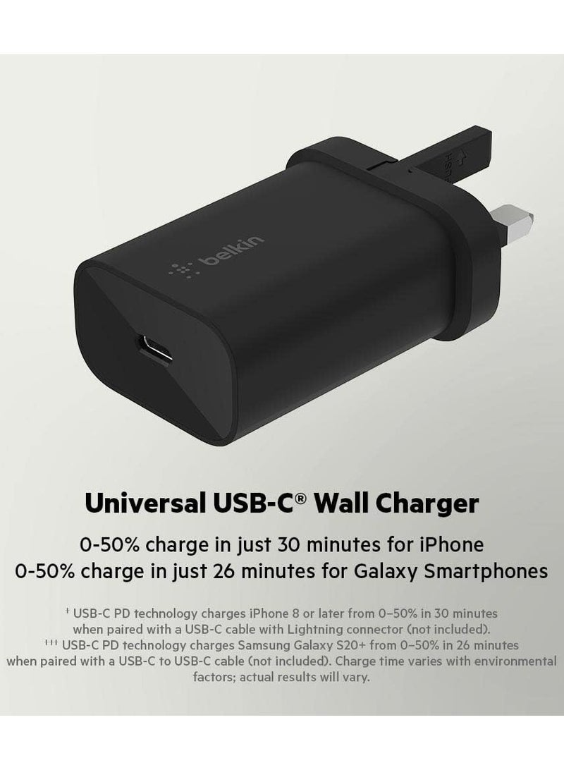 belkin BoostCharge 25W Wall Charger For Samsung Galaxy S23 With PPS (USB-C Power Delivery, Fast Charger For iPhone, Samsung, Galaxy Tab, iPad And More) Black - Image 2