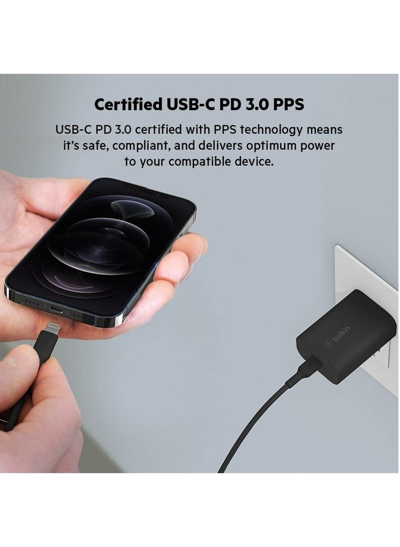 belkin BoostCharge 25W Wall Charger For Samsung Galaxy S23 With PPS (USB-C Power Delivery, Fast Charger For iPhone, Samsung, Galaxy Tab, iPad And More) Black - Image 3